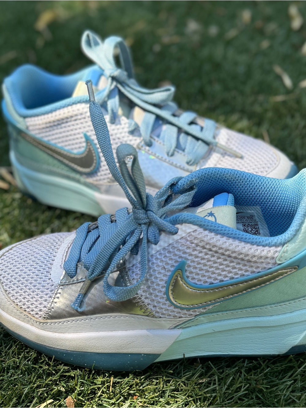 Nike Ja 1 SE "All-Star" (3Y GS) light blue basketball shoe, style - FJ1266-400.